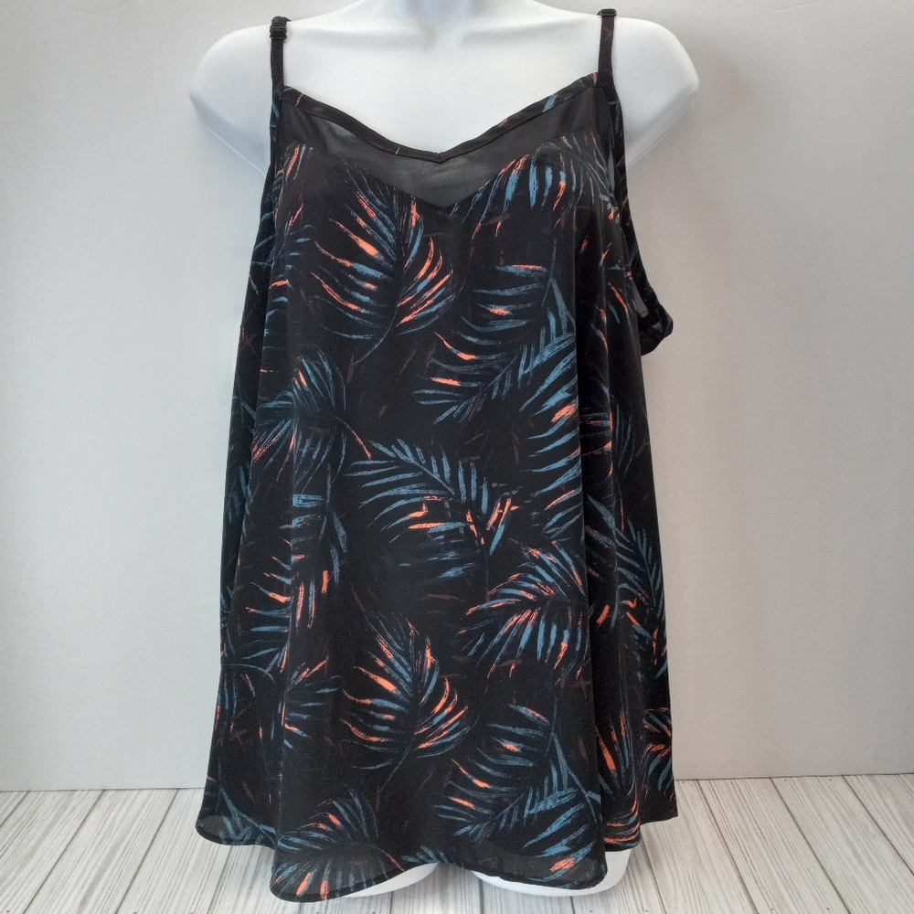 Torrid Sophie Georgette Chiffon Inset Swing Tropical Cami Camisole Tank Top 1X